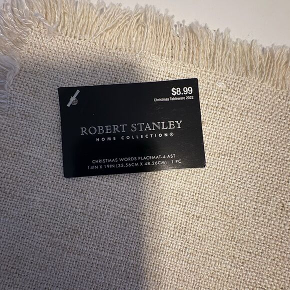 ROBERT STANLEY Holiday Christmas Placemats Set Of 3 Jingle Jolly Cheers Neutral - Picture 7 of 10